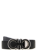 Salvatore Ferragamo Black Leather Reversible Belt