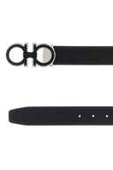 Salvatore Ferragamo Black Leather Reversible Belt