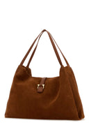 Salvatore Ferragamo Caramel Suede Shopping Bag