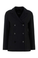 S Maxmara Black Stretch Wool Fiore Blazer