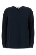 Max Mara Midnight Blue Stretch Silk Mitico Blouse