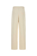 Max Mara Ivory Cotton Blend Wide Leg Dente Pant