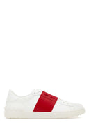Valentino Garavani White Leather Open Sneakers With Red Band
