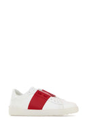 Valentino Garavani White Leather Open Sneakers With Red Band