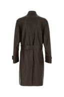 Salvatore Ferragamo brun trenchcoat i skinn