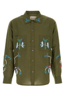 Baziszt Army Green Cotton Blend Shirt