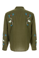 Baziszt Army Green Cotton Blend Shirt