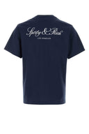 Sporty & Rich Navy Blue Cotton T Shirt