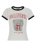 Ganni White Cotton T Shirt