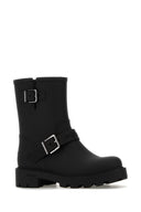 Jimmy Choo Black Rubber Biker Rain Ankle Boots