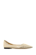 Jimmy Choo Gold Synthetic Leather Love Ballerinas