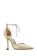 Jimmy Choo Gold Fabric Stevie 100 Pumps