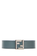 Fendi Cerulean Blue Leather Ff Bracelet