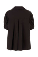 Agnona Chocolate Stretch Cotton Blouse