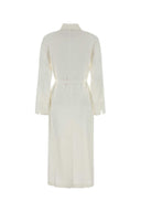 Max Mara White Stretch Linen Blend Nordica Shirt Dress