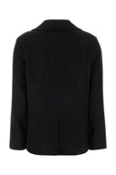 S Maxmara Black Stretch Linen Blend Marco Blazer