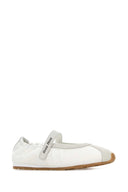 Miu Miu White Suede And Fabric Ballerinas
