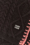 Miu Miu Dark Brown Wool Blend Scarf