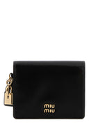 Portefeuille en cuir noir Miu Miu