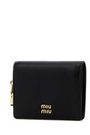 Portefeuille en cuir noir Miu Miu