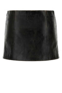 Miu Miu Black Leather Mini Skirt