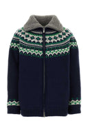 Cardigan oversize en laine bleu marine Miu Miu