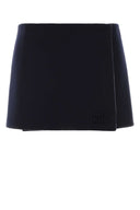 Miu Miu Mini-jupe réversible en laine mélangée bleu nuit