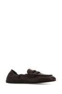 Miu Miu Dark Brown Nappa Leather Ruches Loafers