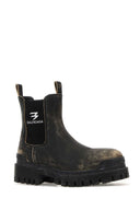 Balenciaga Slate Leather Chelsea Strike Ankle Boots