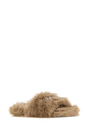 Balenciaga Beige Eco Fur Slippers