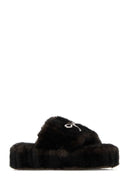 Balenciaga Dark Brown Eco Fur Slippers