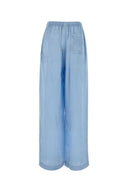 Balenciaga Light Blue Silk Wide Leg Pant