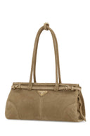 Prada Beige Suede Shoulder Bag
