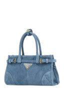 Prada Light Blue Suede Mini Prada Bonnie Handbag