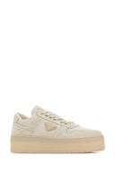 Prada Sand Fabric And Suede Downtown Bold Sneakers