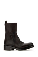 Prada Dark Brown Leather Ankle Boots
