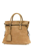 Borsa a mano Mini 5 Ac Maison Margiela in pelle scamosciata beige