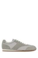 Prada Grey Suede And Fabric Sneakers