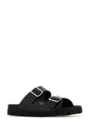 Prada Black Leather Slippers