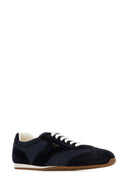 Prada Dark Blue Suede And Fabric Sneakers
