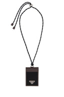 Prada Two Tone Canvas And Leather Card Holder