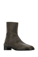 Maison Margiela Olive Green Leather Tabi Ankle Boots