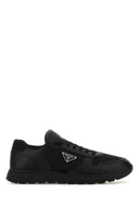 Prada Black Leather And Fabric Sneakers