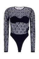 Body in tulle elasticizzato blu navy Marine Serre
