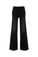Mother Black Stretch Denim The Roller Sneak Jeans