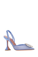 Amina Muaddi Cerulean Blue Mesh Begum Pumps
