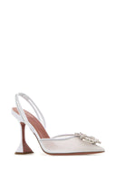 Amina Muaddi White Mesh Begum Pumps