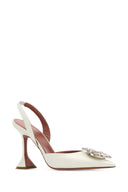 Amina Muaddi Ivory Satin Begum Pumps