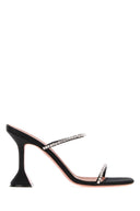 Amina Muaddi Black Satin Gilda Mules