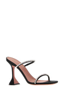 Amina Muaddi Black Satin Gilda Mules